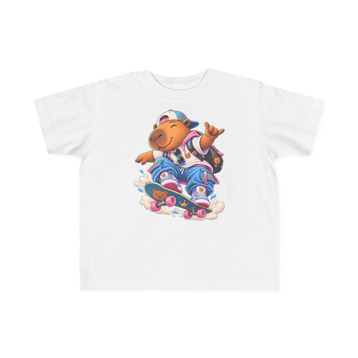 Toddler Capybara Skate T-Shirt — Cute Skateboarding Capybara Tee for Kids