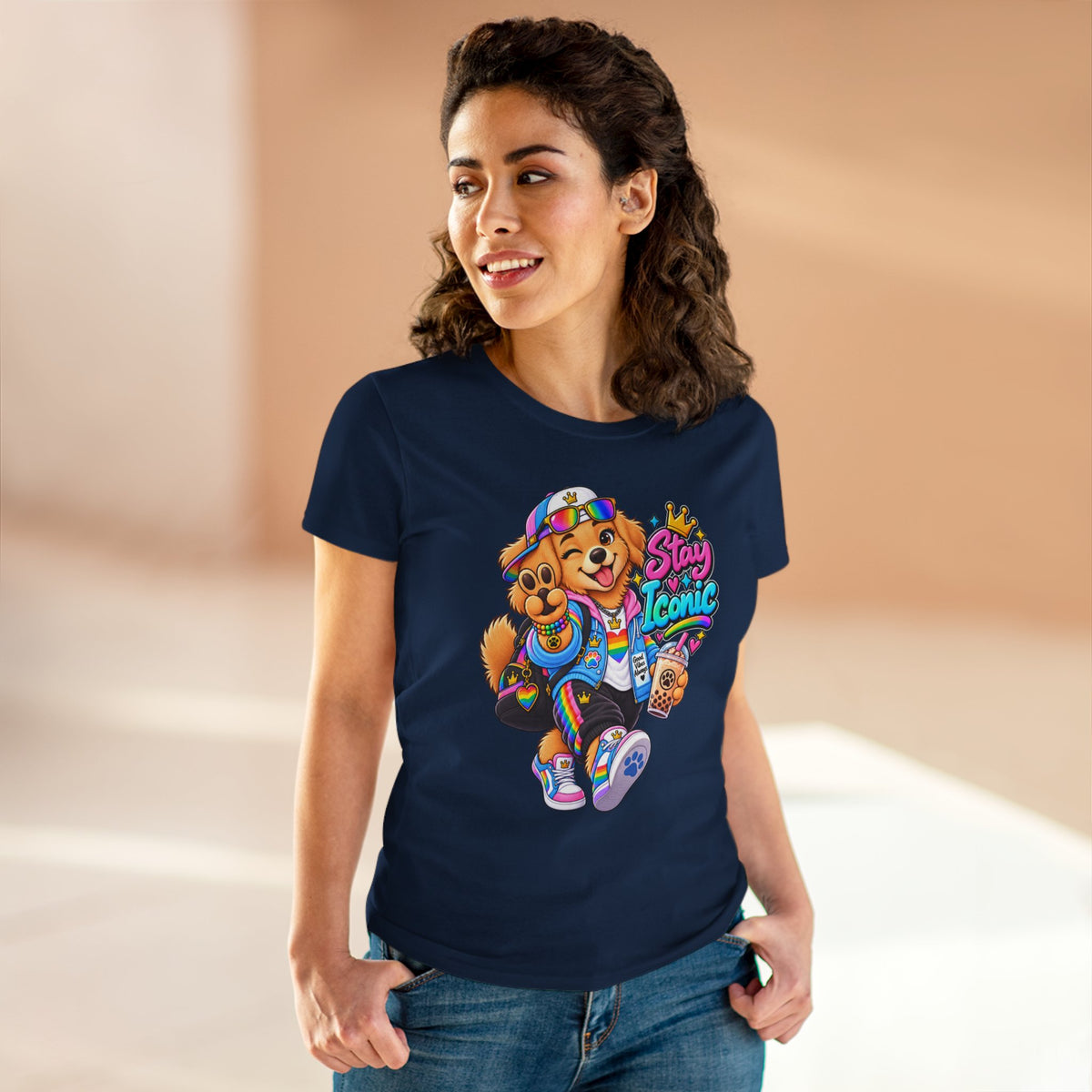 Stay Iconic Dog Graphic Tee — Cute Retro Teddy Bear Design