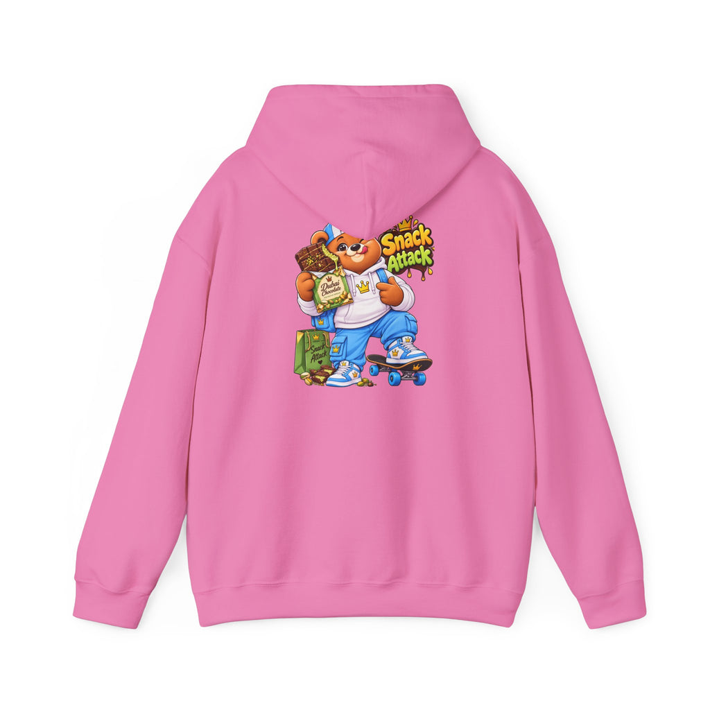 Snack Attack Hoodie — Streetwear Cartoon Foodie Bear Graphic Hooded Sweatshirt