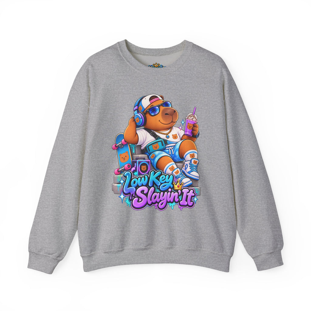 Sonny Capybara Graphic Sweatshirt — "Low Key Slayin' It"