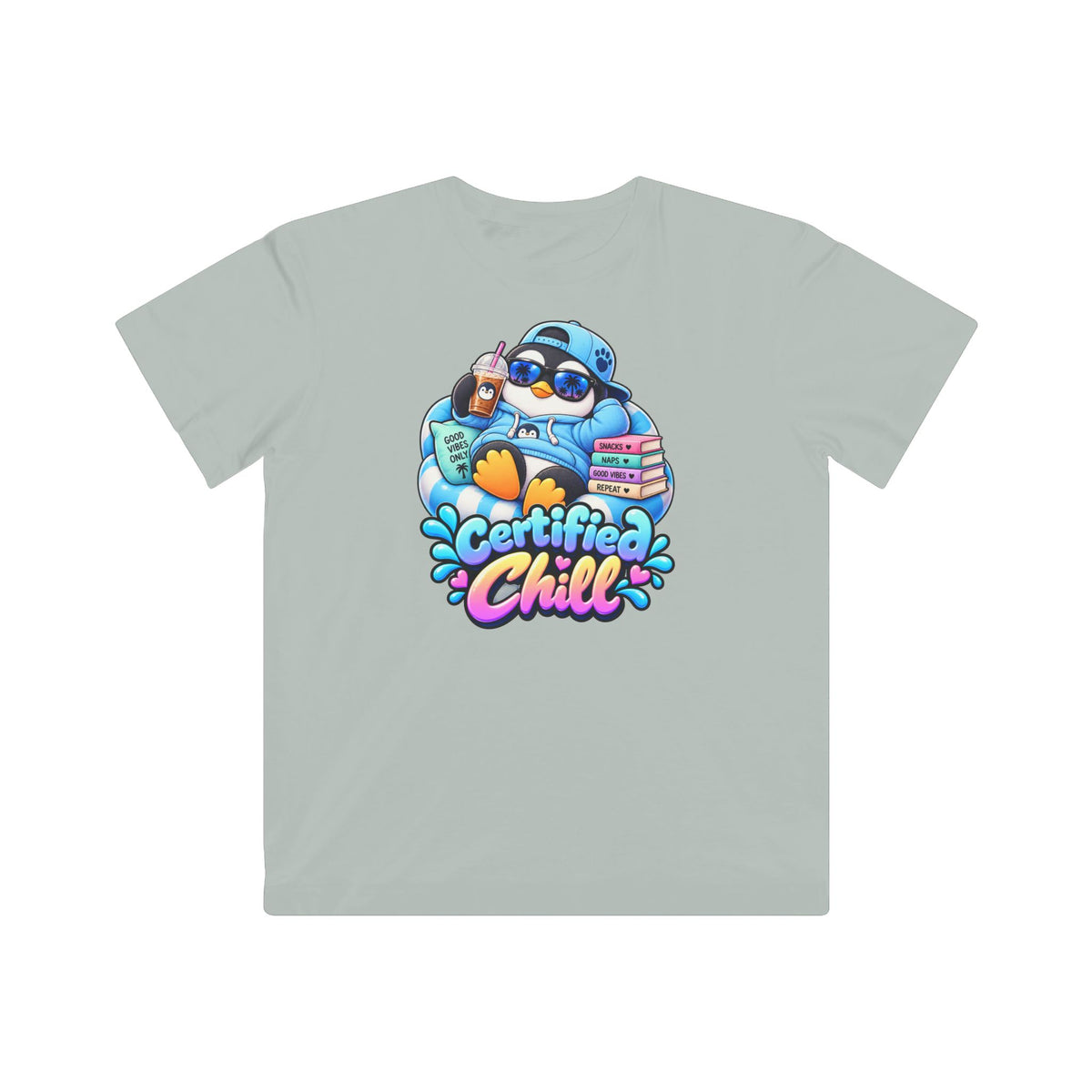 Kids "Certified Chill" T-Shirt — Relaxed Penguin Graphic Tee