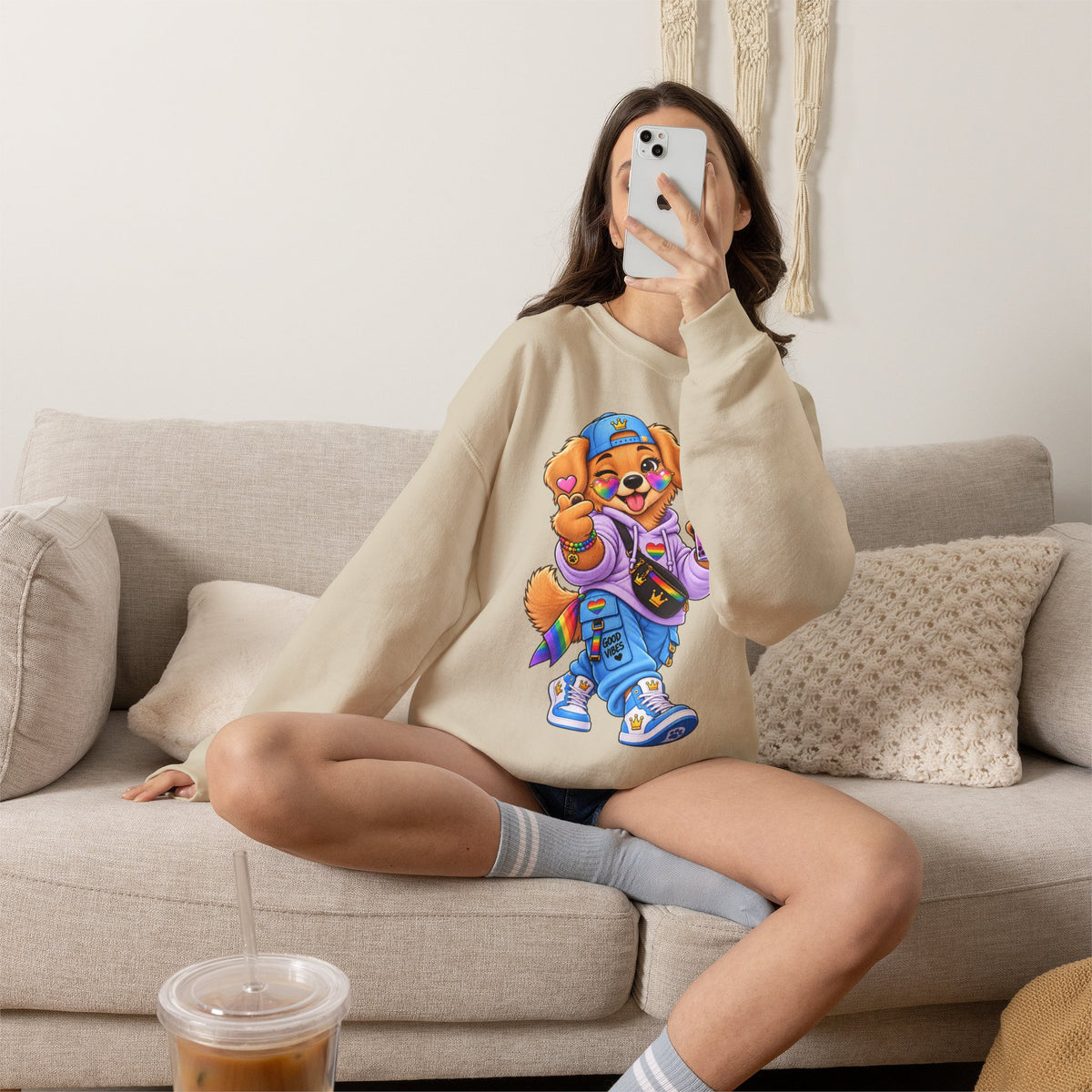 Cute Big Personality Hip-Hop Dog Crewneck Sweatshirt