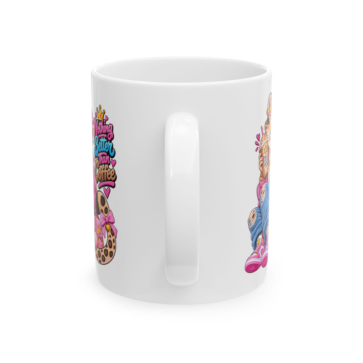 Cute Leopard Coffee Mug — Colorful Retro Girl Illustration (11oz/15oz)
