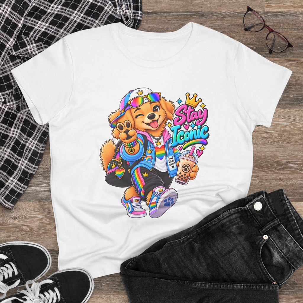 Stay Iconic Dog Graphic Tee — Cute Retro Teddy Bear Design