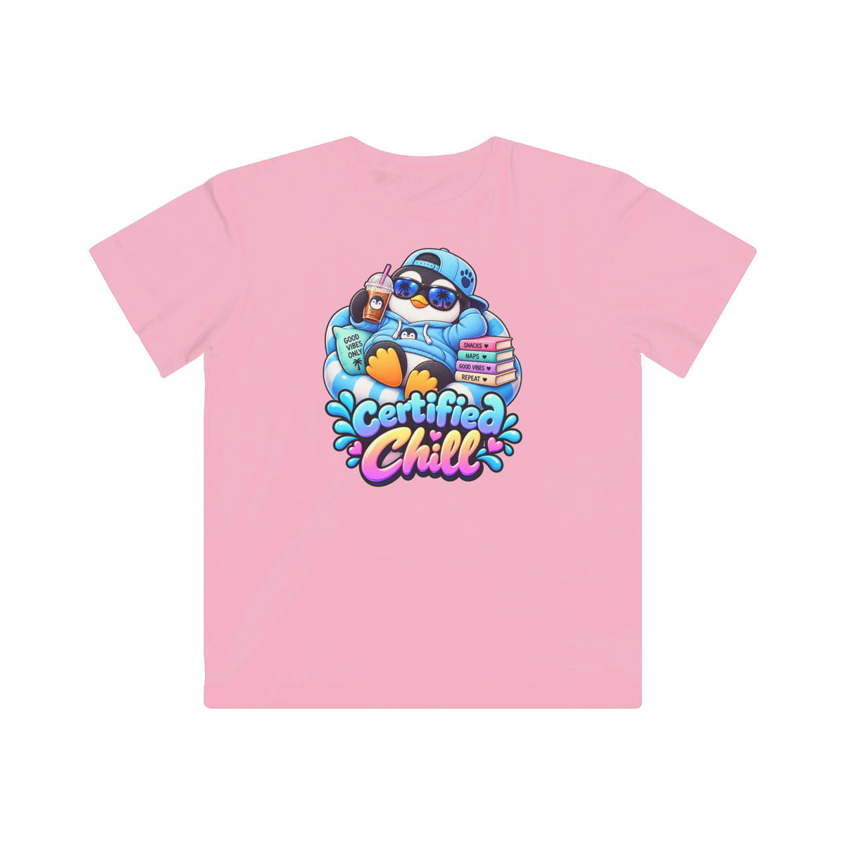 Kids "Certified Chill" T-Shirt — Relaxed Penguin Graphic Tee