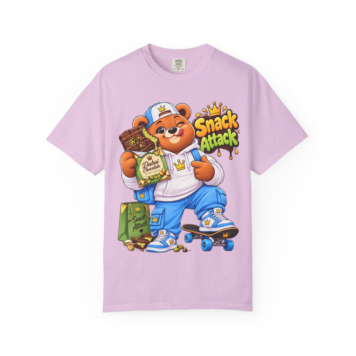 Snack Attack Bear T-Shirt — Cute Skateboarder Graphic Tee