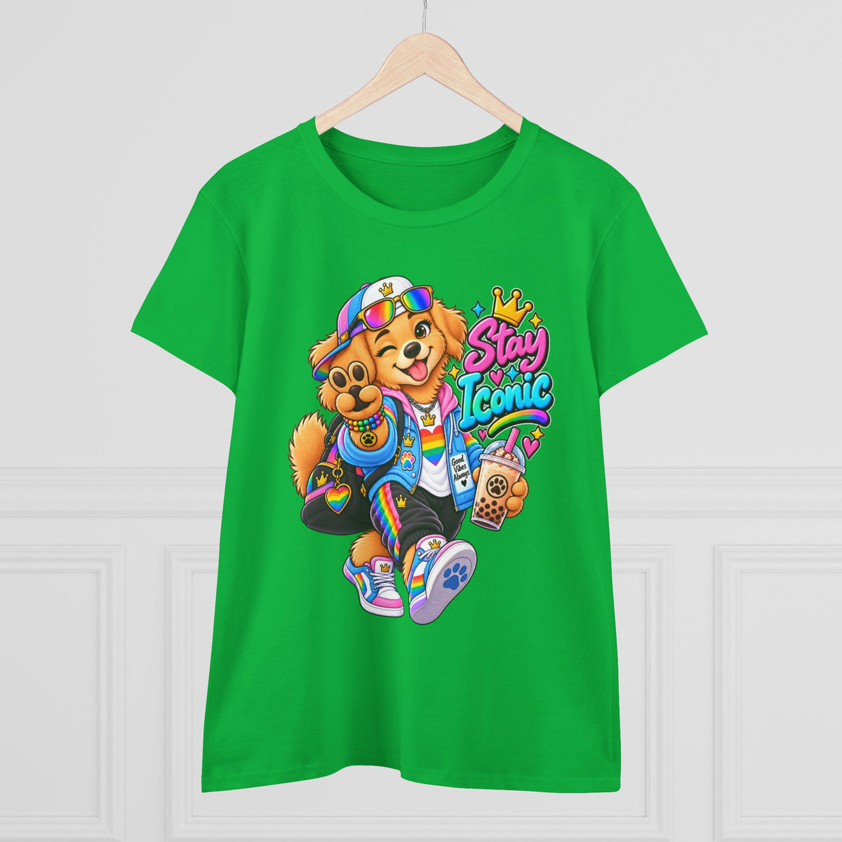 Stay Iconic Dog Graphic Tee — Cute Retro Teddy Bear Design