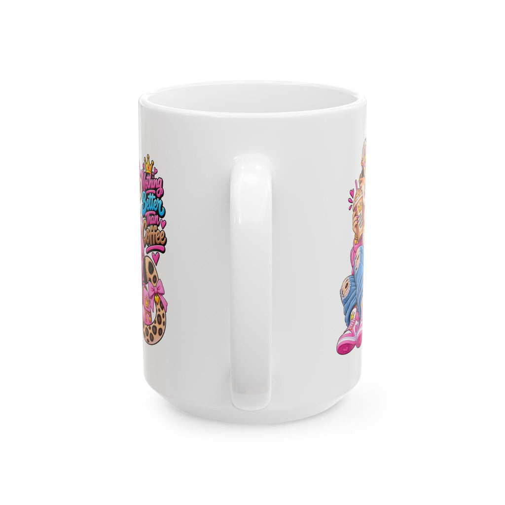Cute Leopard Coffee Mug — Colorful Retro Girl Illustration (11oz/15oz)