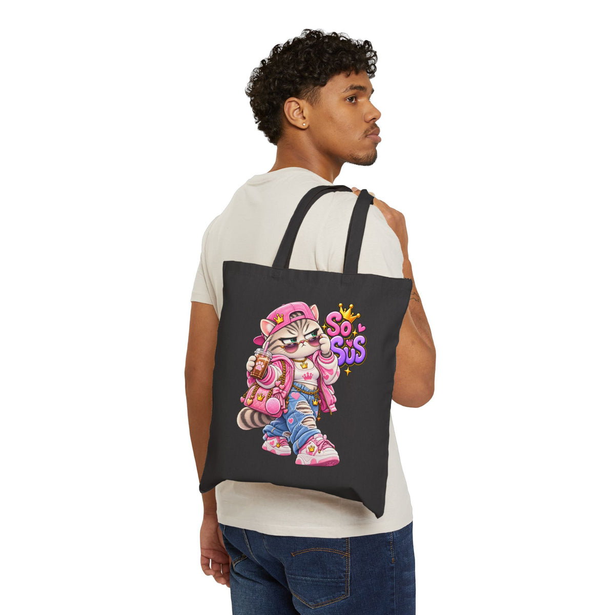 So Suss Cat Tote Bag — Cute Streetwear Cat Canvas Tote