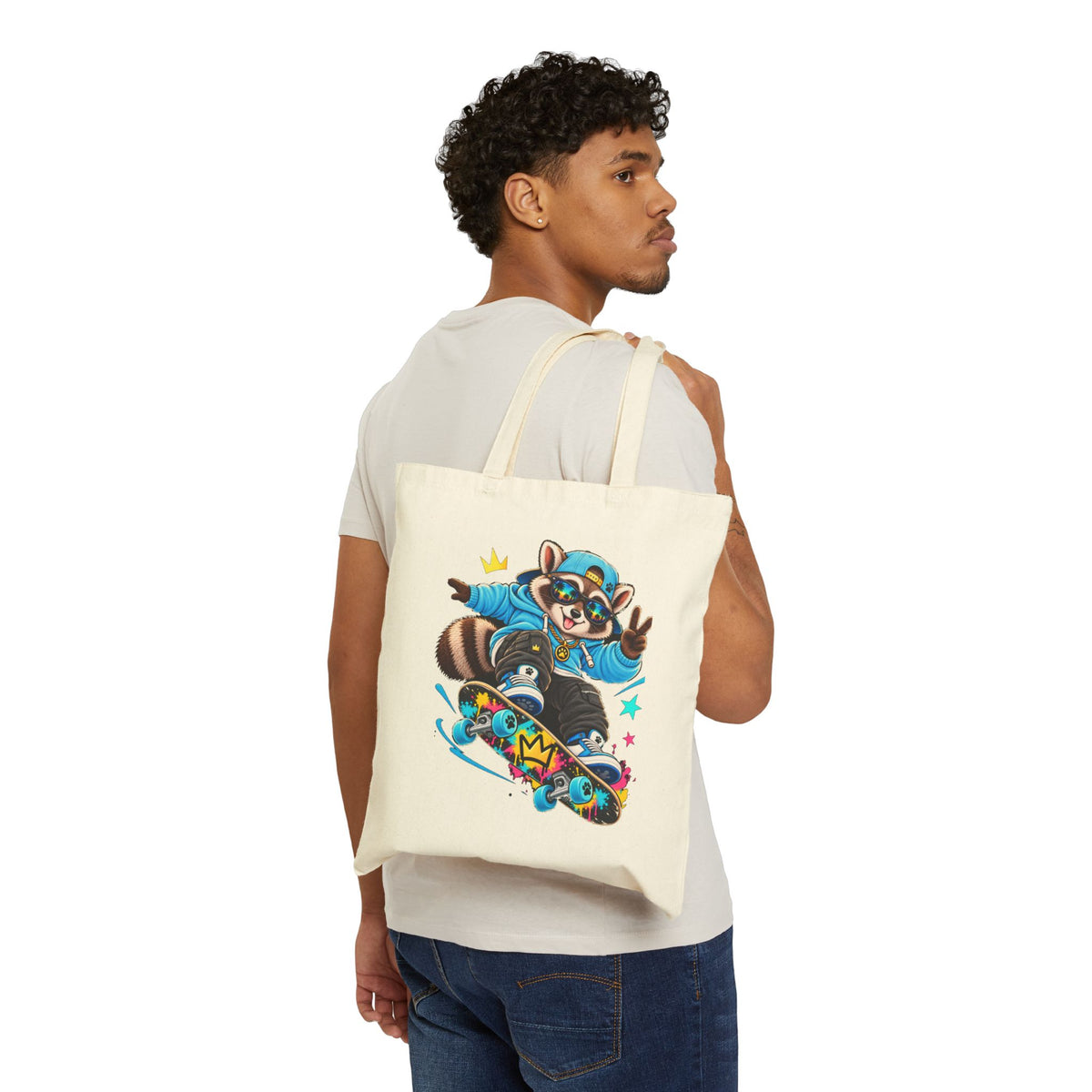 Remy Raccoon Skateboarding - Canvas Tote Bag