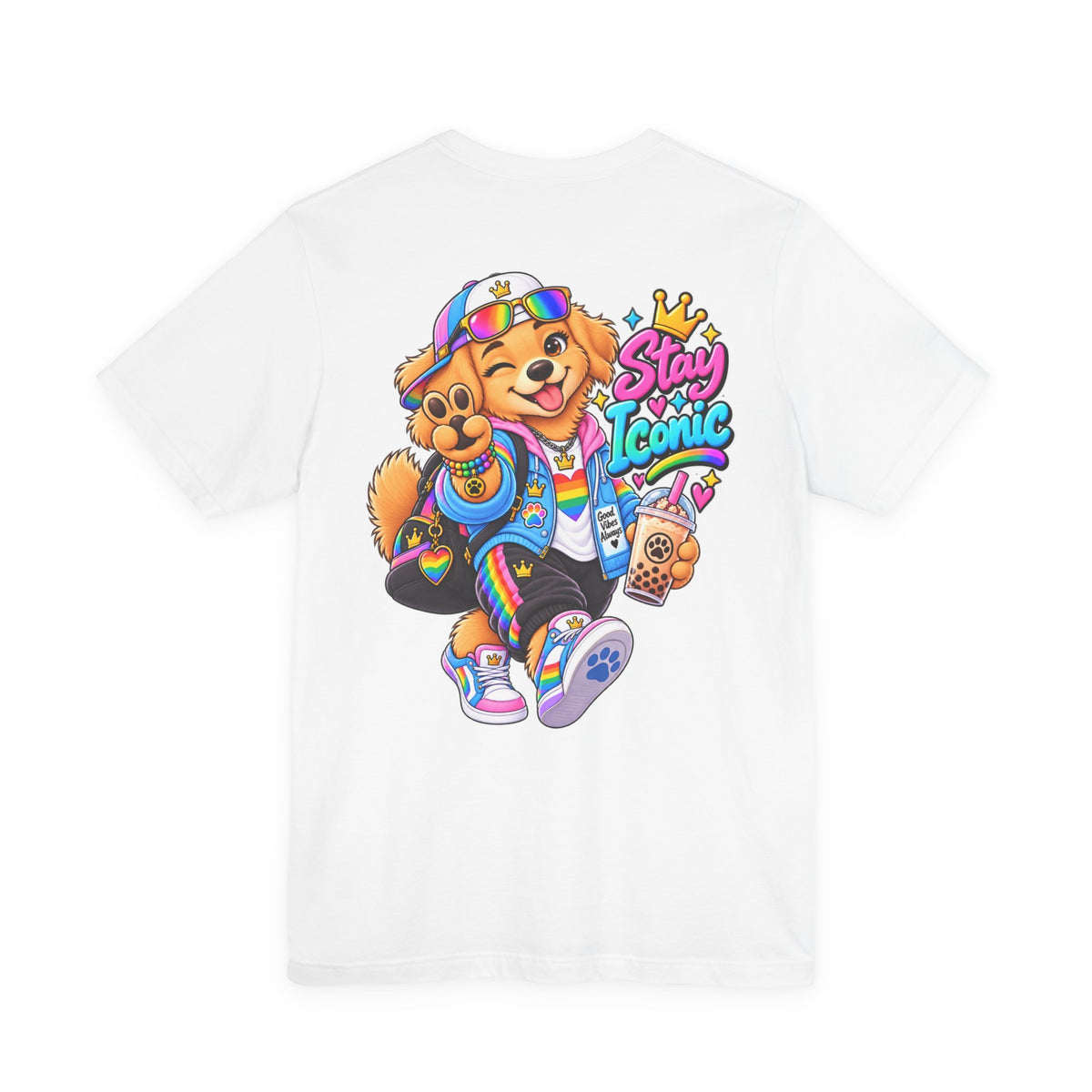 Cute Cartoon Big Personality Dog Tee — Trendy Boba Lover Graphic T-Shirt
