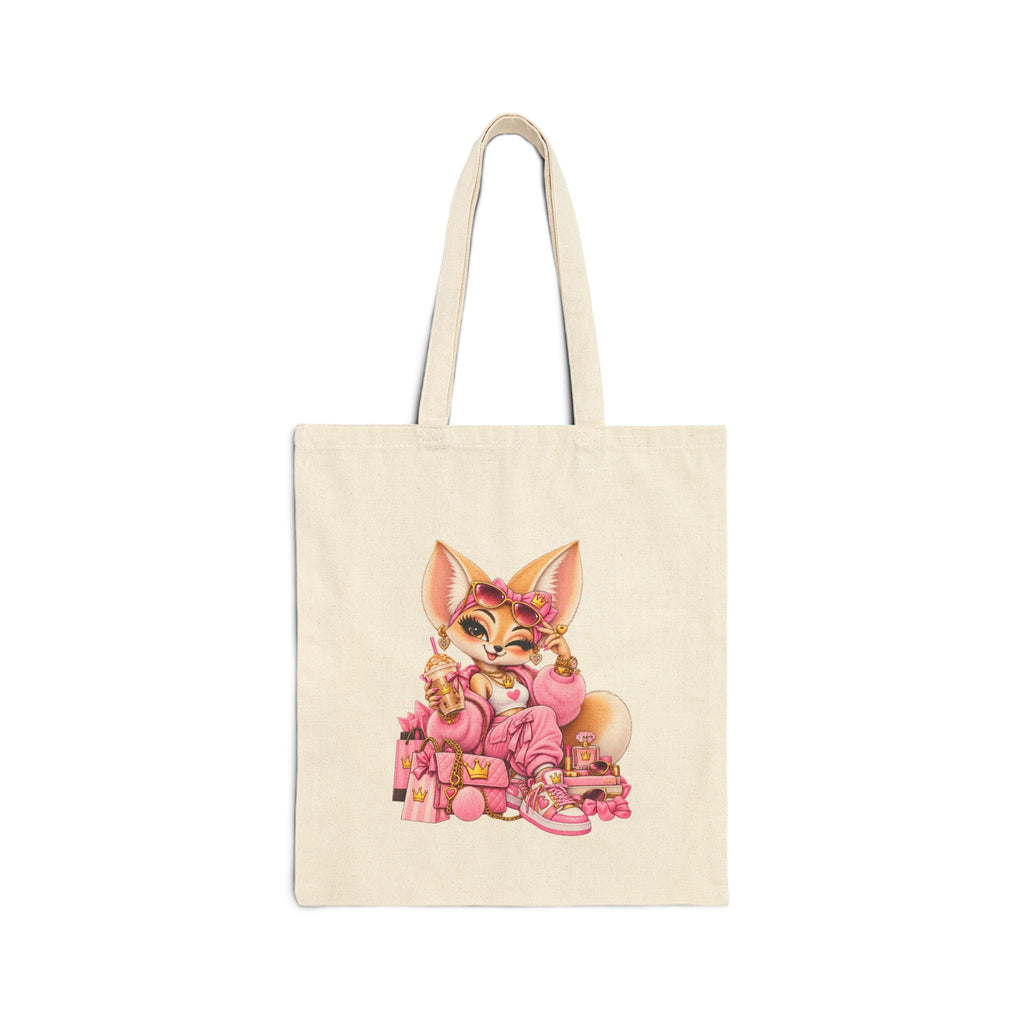 Cute Pink Fennec Fox 'Babe' Cotton Canvas Tote Bag