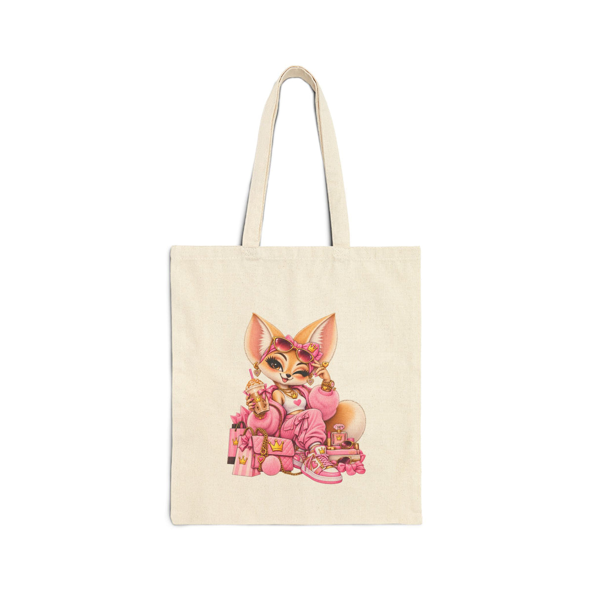 Cute Pink Fennec Fox 'Babe' Cotton Canvas Tote Bag