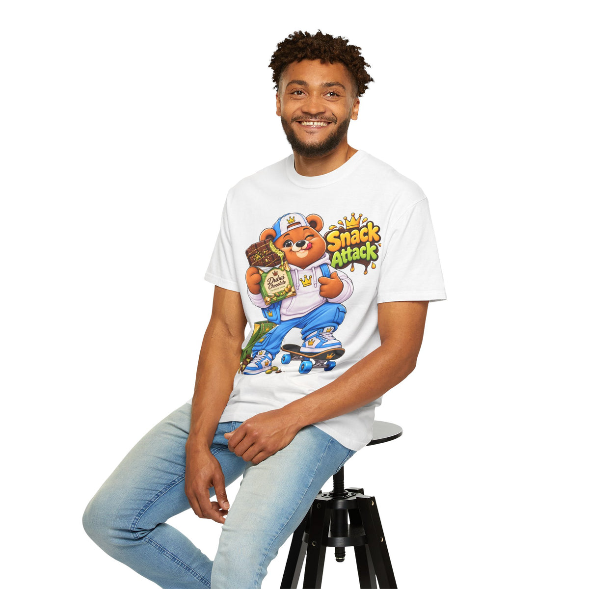 Snack Attack Bear T-Shirt — Cute Skateboarder Graphic Tee