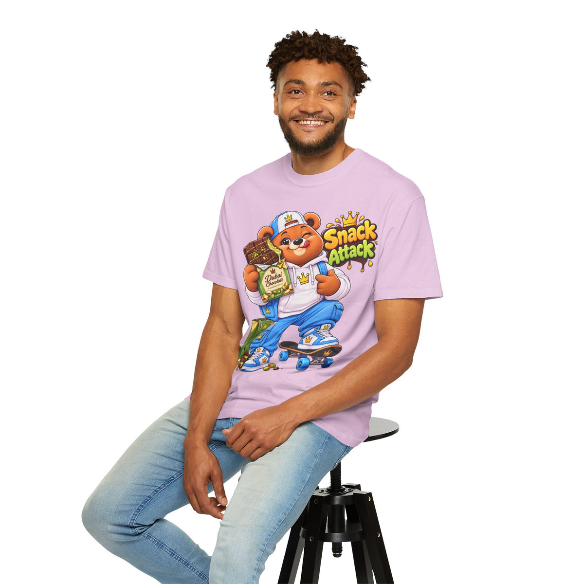 Snack Attack Bear T-Shirt — Cute Skateboarder Graphic Tee