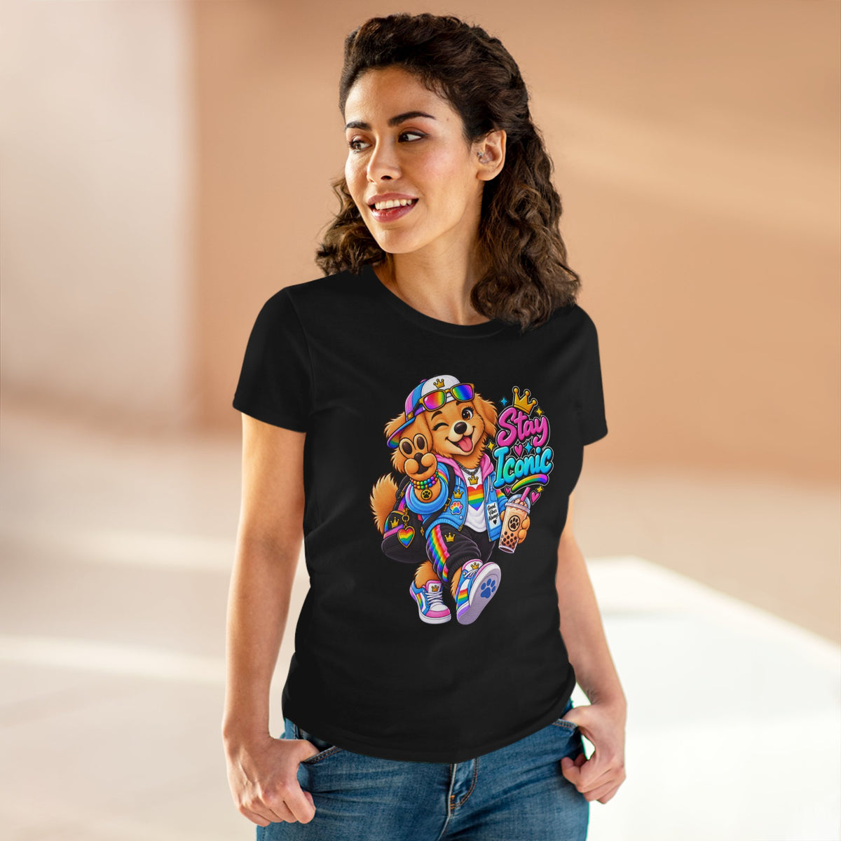 Stay Iconic Dog Graphic Tee — Cute Retro Teddy Bear Design