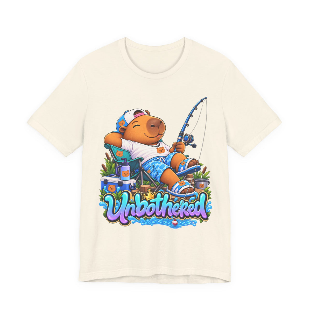 Unbothered Fishing Capybara Tee — Relaxed Vacation Vibes Graphic T-Shirt
