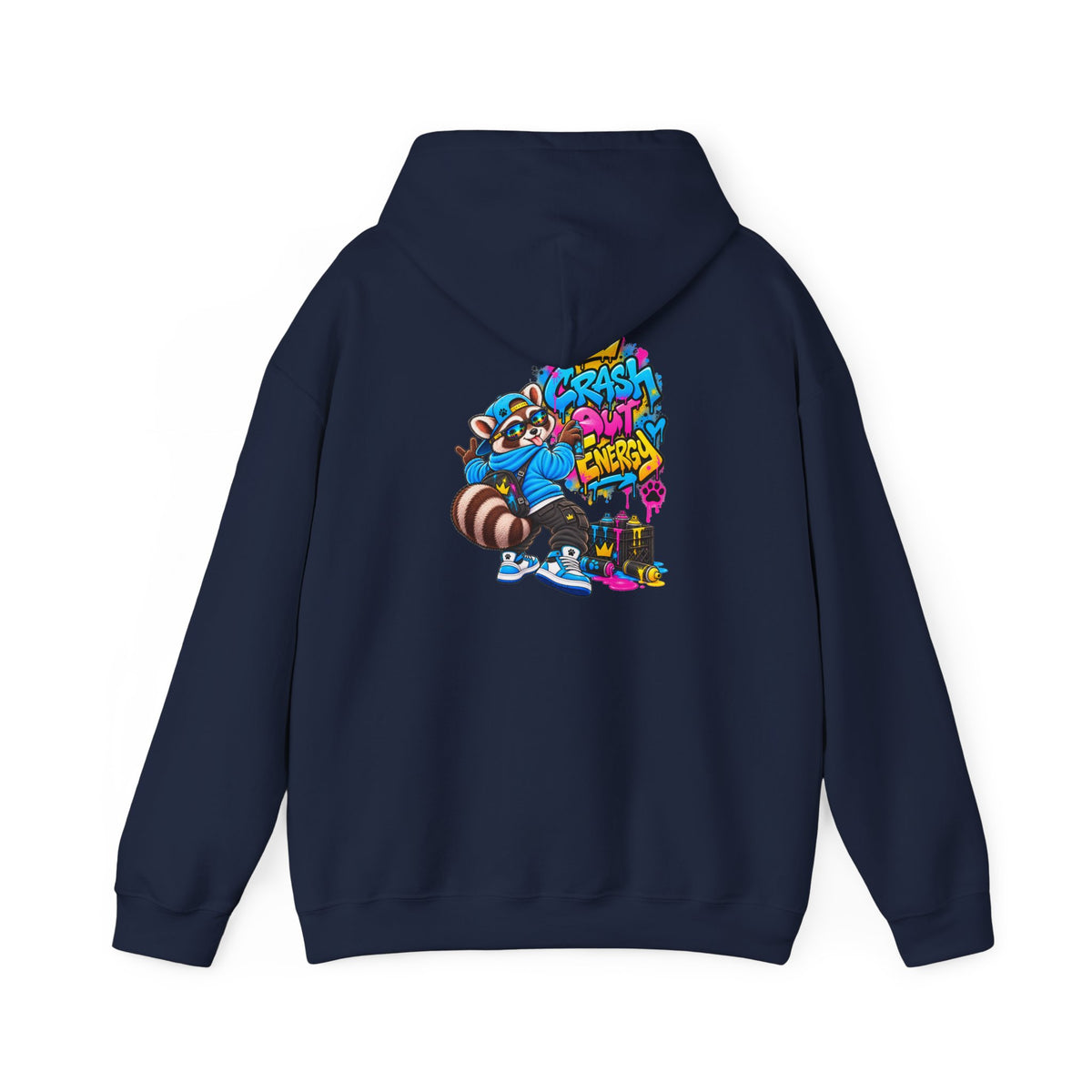 Raccoon Street Art Hoodie – 'Bright Energy' Graffiti Graphic Sweatshirt