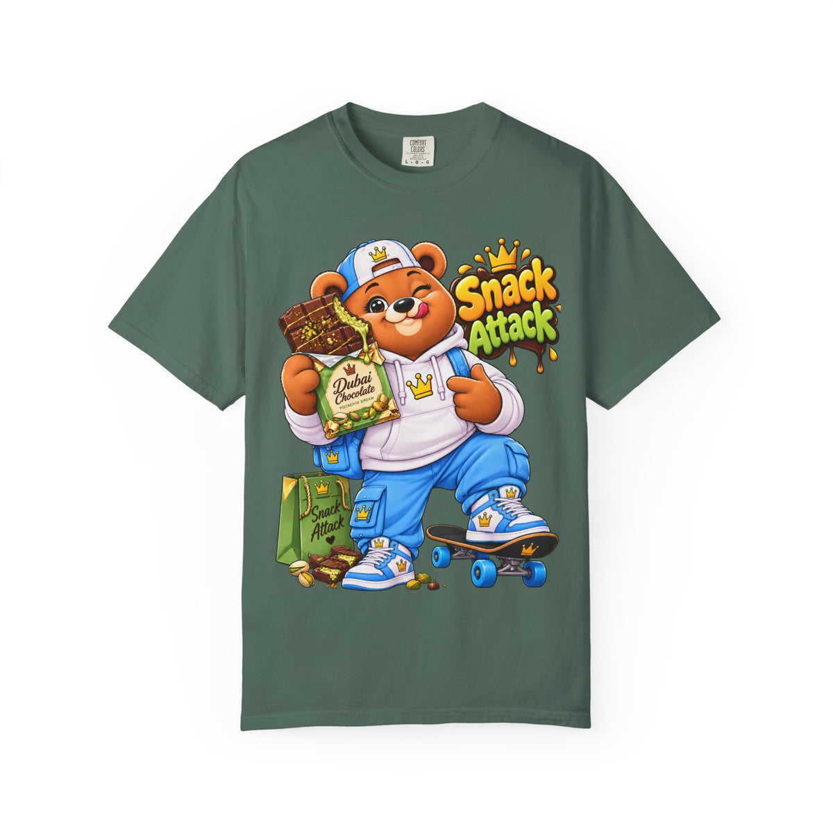 Snack Attack Bear T-Shirt — Cute Skateboarder Graphic Tee