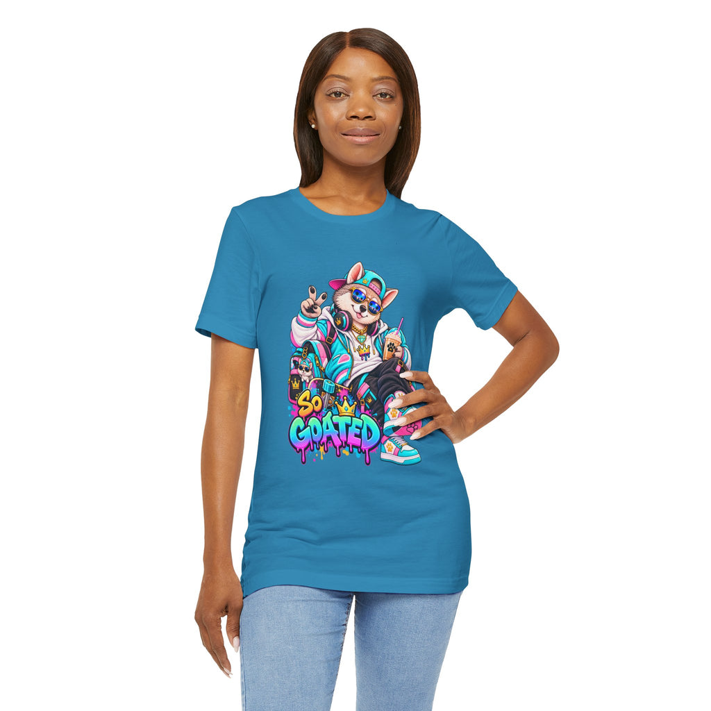 So Goated Husky with Drip T‑Shirt — Retro Skate Dog Graphic Tee