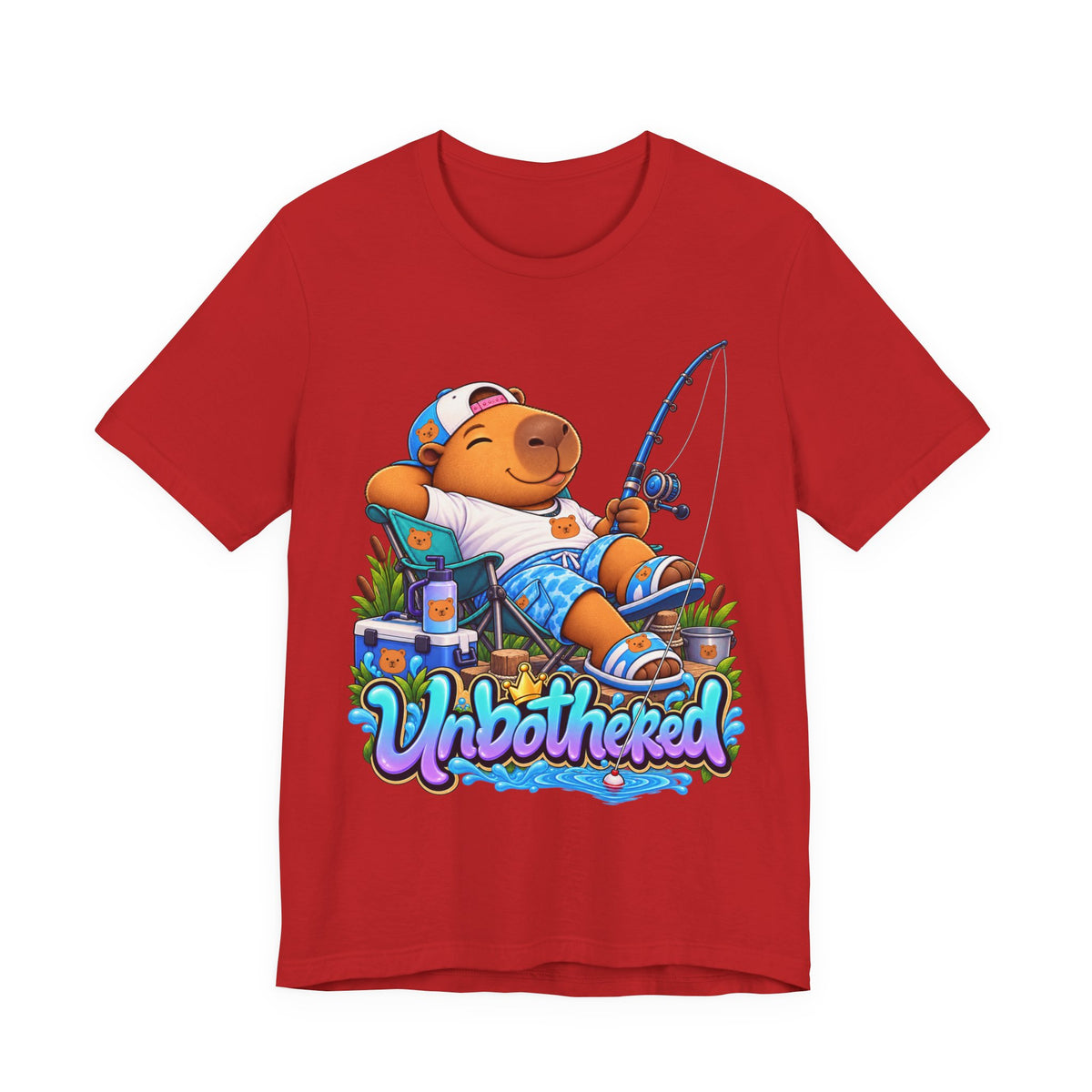 Unbothered Fishing Capybara Tee — Relaxed Vacation Vibes Graphic T-Shirt