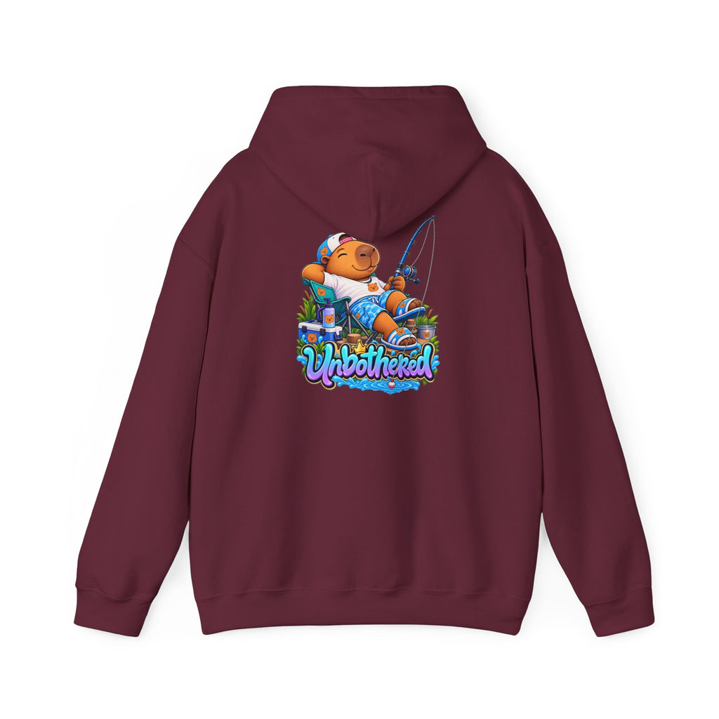 Relaxing Unbothered Capybara Hoodie – Chill Vibes Graphic Sweatshirt