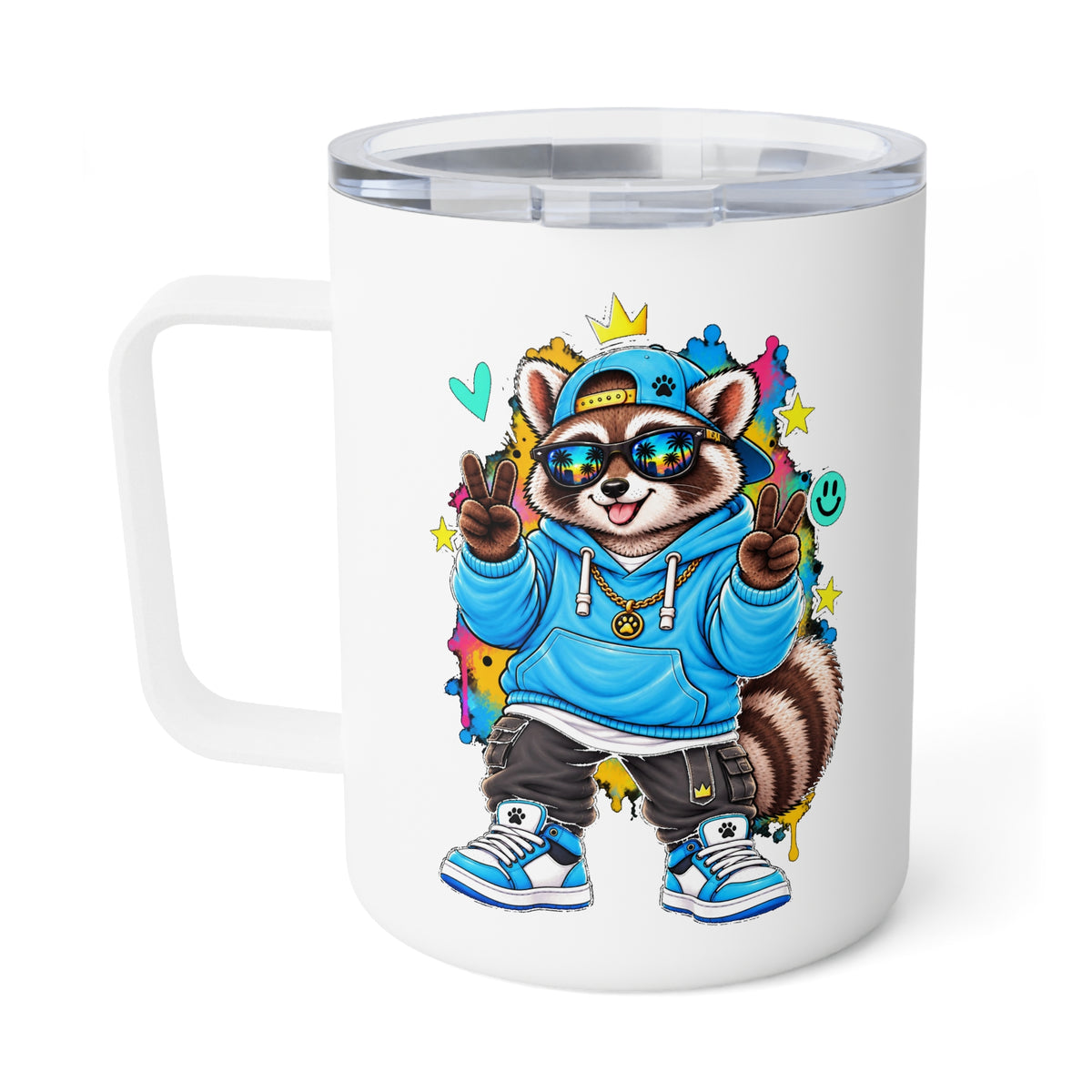 10oz Insulated Coffee Mug — Remy Raccoon Big Mood