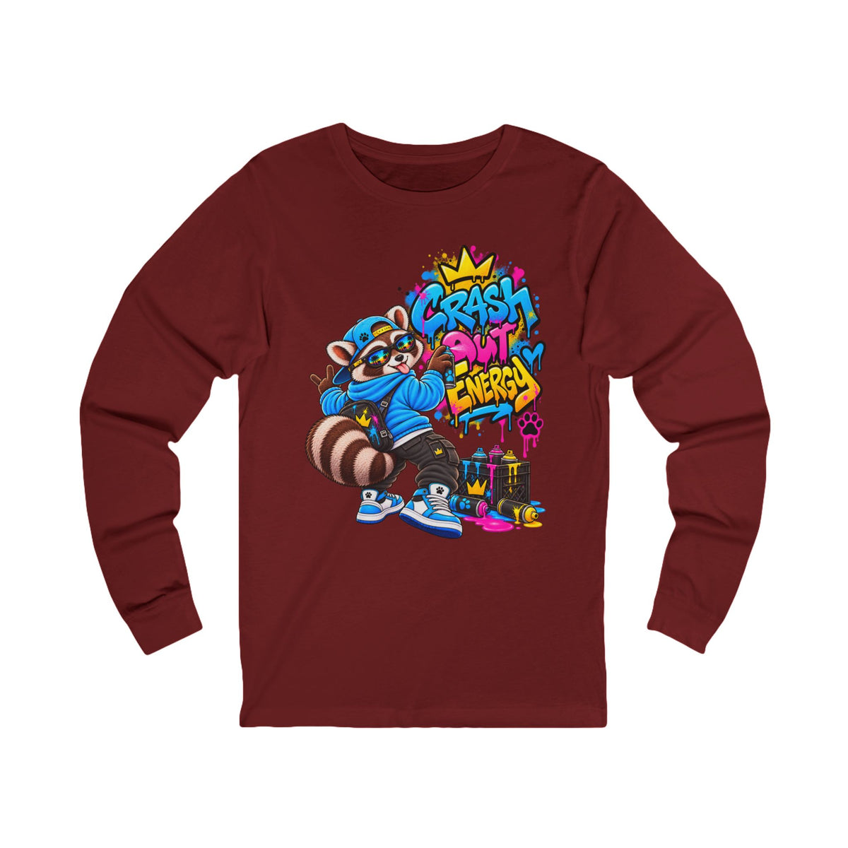 Crash Out Energy Raccoon Long Sleeve Tee