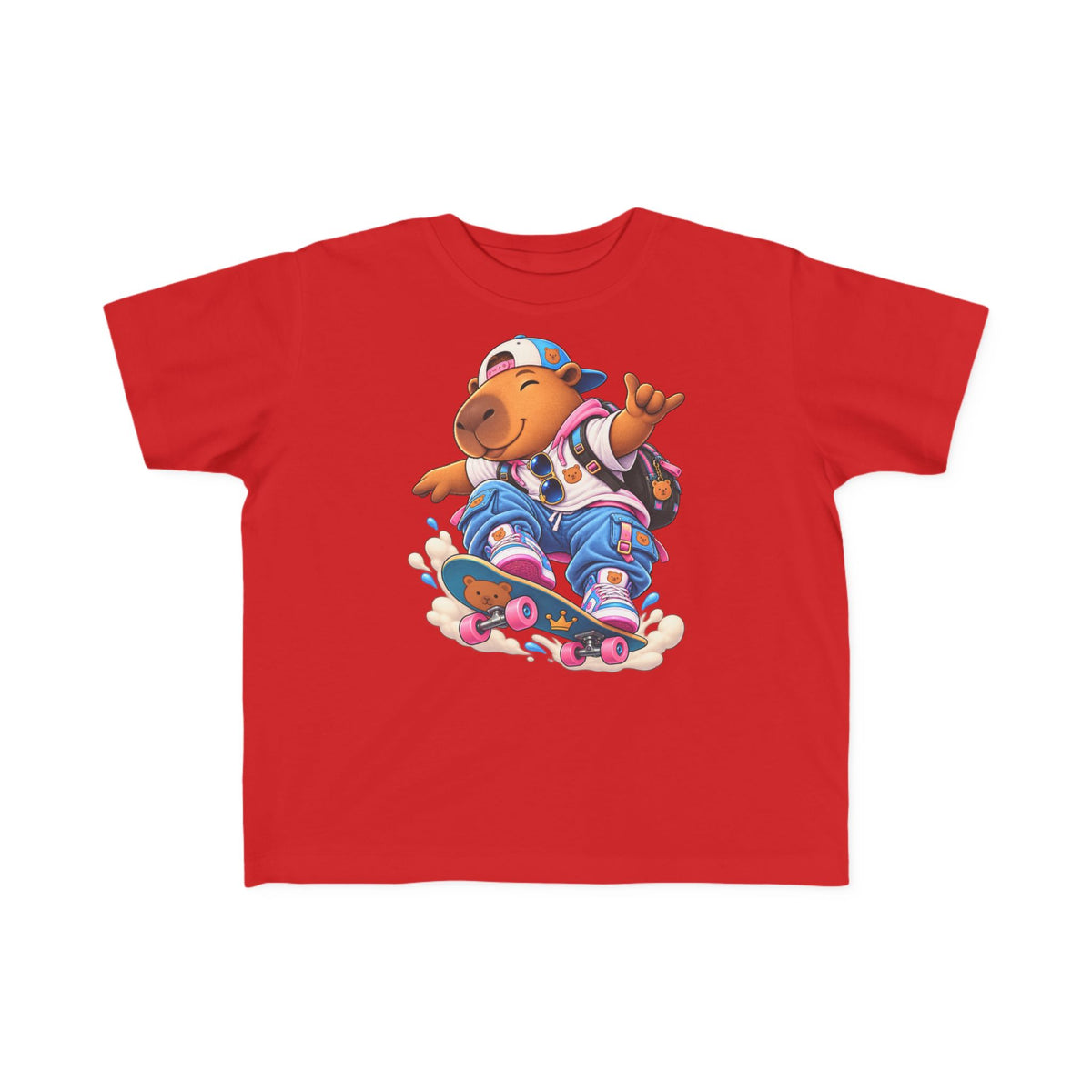 Toddler Capybara Skate T-Shirt — Cute Skateboarding Capybara Tee for Kids
