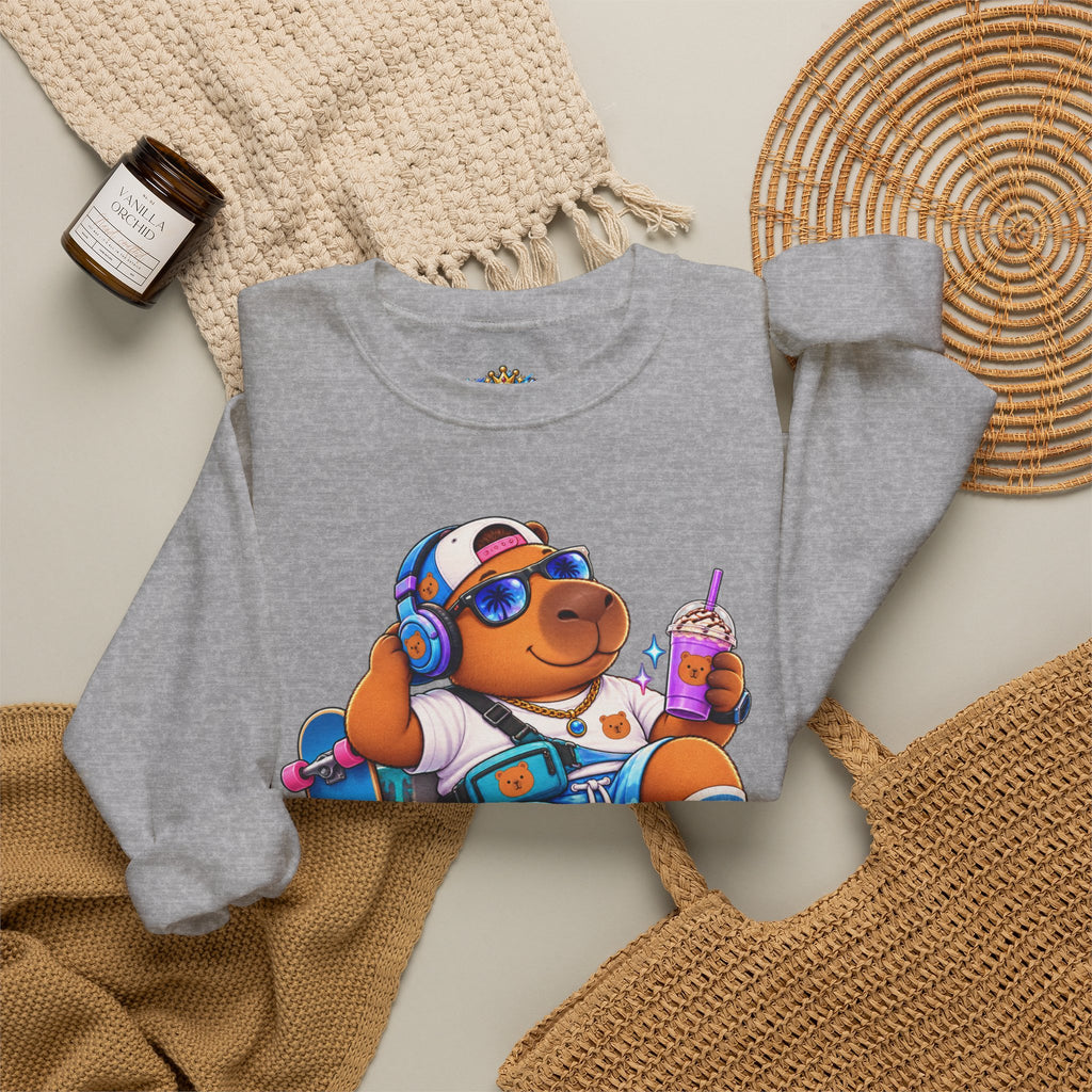 Sonny Capybara Graphic Sweatshirt — "Low Key Slayin' It"