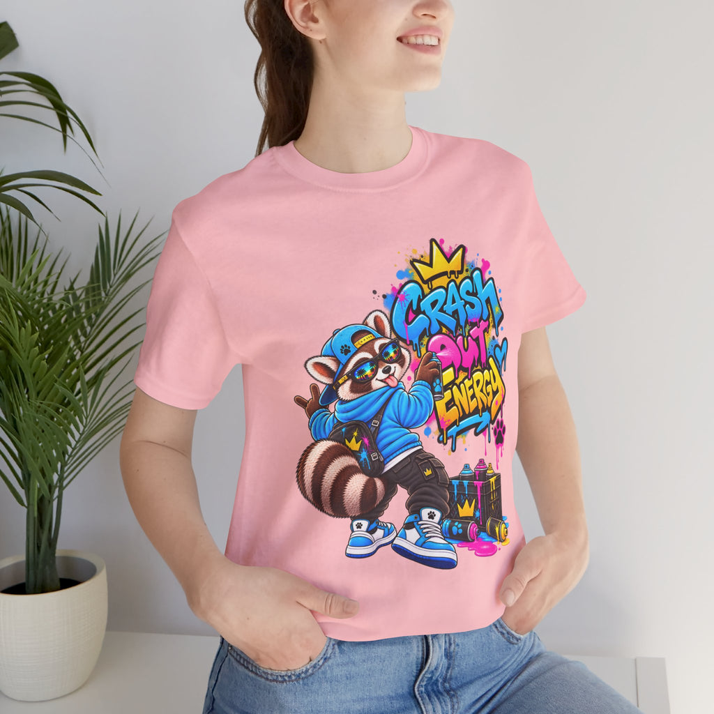 Graphic Tee — 'Crash Out Energy' Streetwear Raccoon Graffiti Shirt