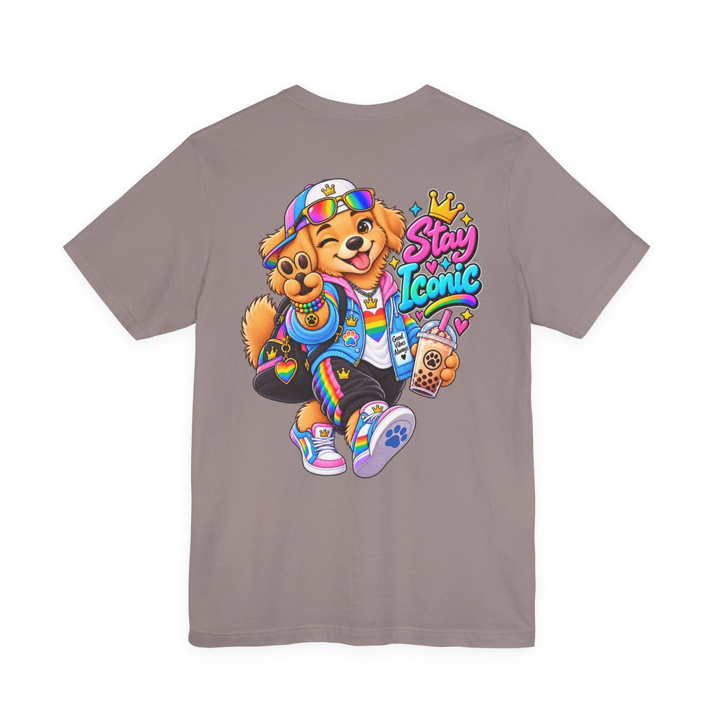 Cute Cartoon Big Personality Dog Tee — Trendy Boba Lover Graphic T-Shirt