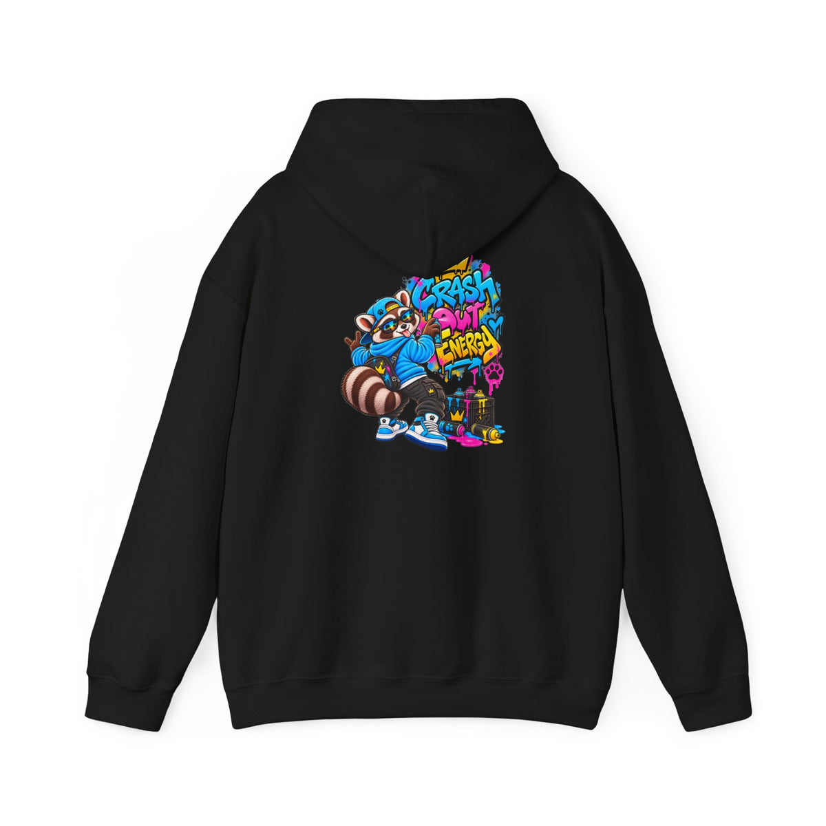 Raccoon Street Art Hoodie – 'Bright Energy' Graffiti Graphic Sweatshirt