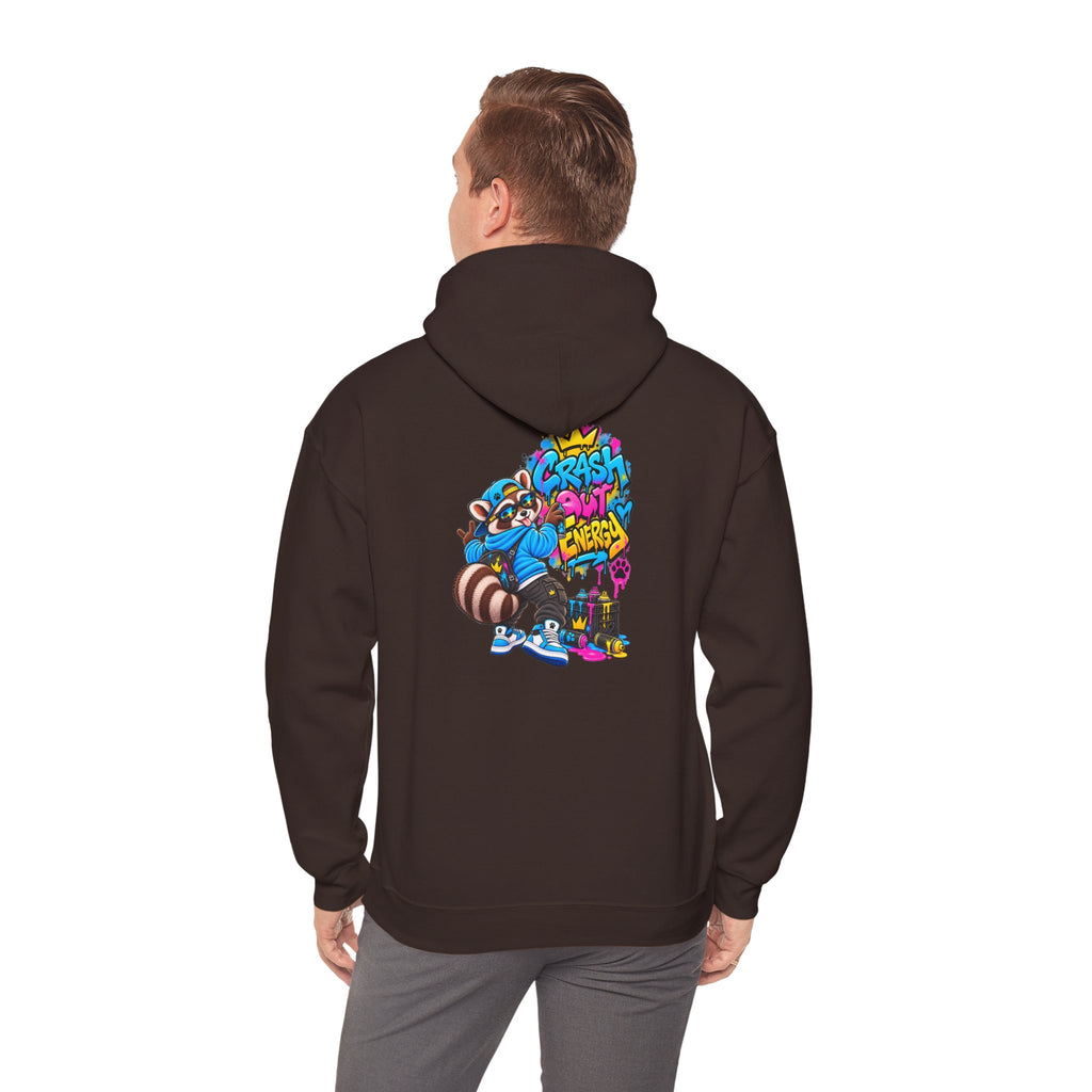 Raccoon Street Art Hoodie – 'Bright Energy' Graffiti Graphic Sweatshirt