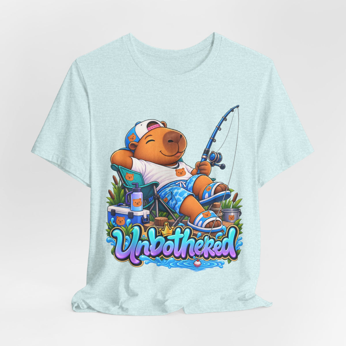 Unbothered Fishing Capybara Tee — Relaxed Vacation Vibes Graphic T-Shirt
