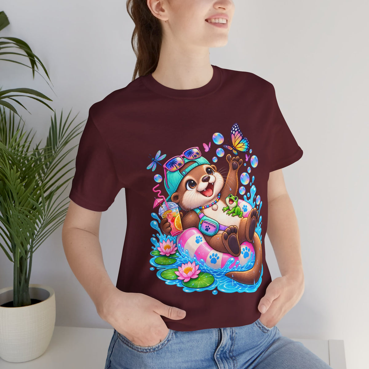 Otter Floatie T-Shirt — Cute Summer Otter with Butterfly Tee