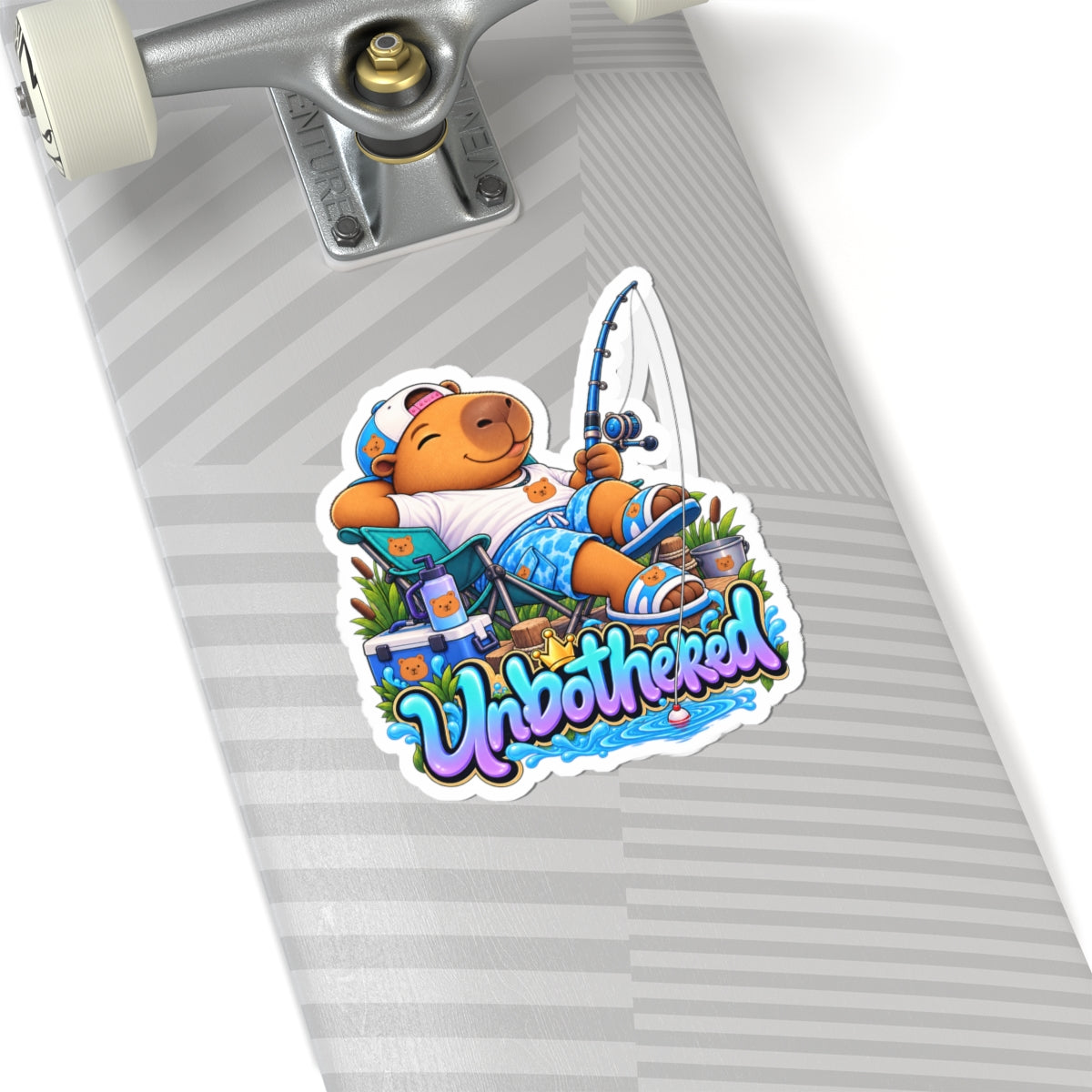 Unbothered Relaxing Capybara Fishing Sticker