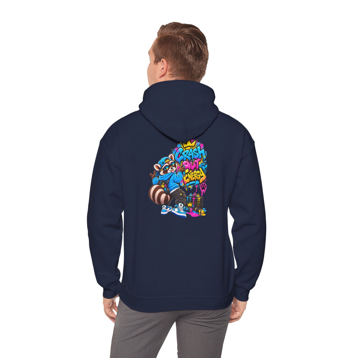 Raccoon Street Art Hoodie – 'Bright Energy' Graffiti Graphic Sweatshirt