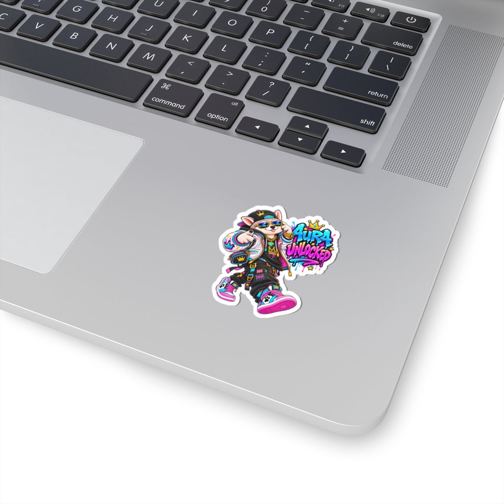 Aura Unlocked Urban Dog Sticker — Kiss-Cut Vinyl Decal for Laptops & Gear