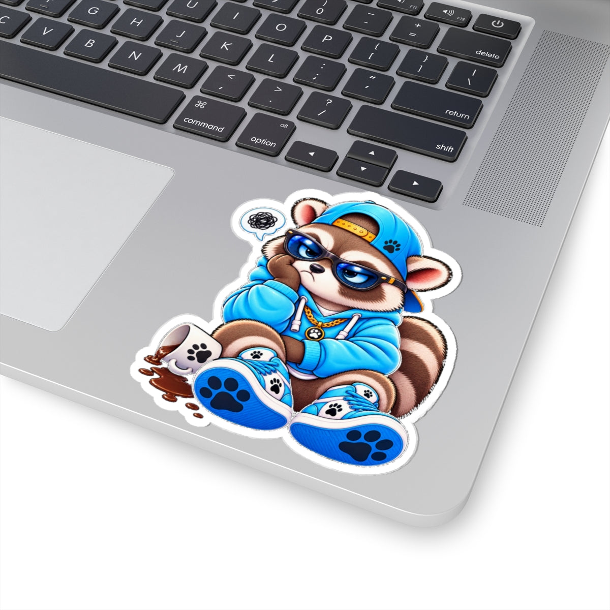 Cute Raccoon Detective Kiss-Cut Sticker — Vinyl Laptop Decal