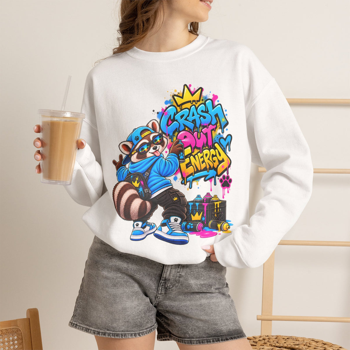 Crash Out Energy Crewneck Sweatshirt — Urban Raccoon Streetwear