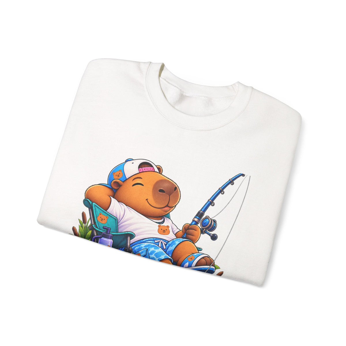 Unbothered Fishing Capybara Crewneck Sweatshirt