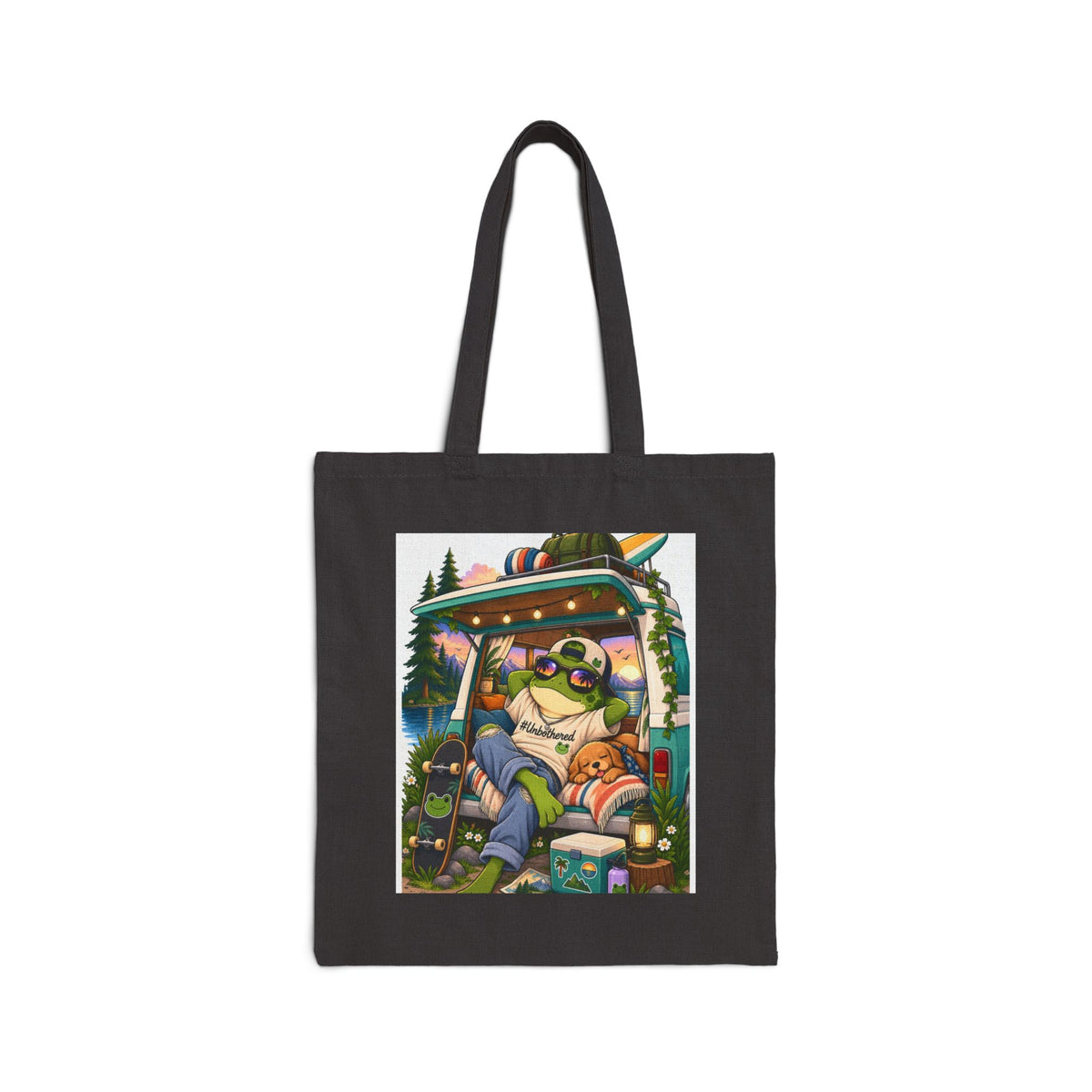 Tote Bag — Retro Camping Van Sloth Illustration Canvas Tote