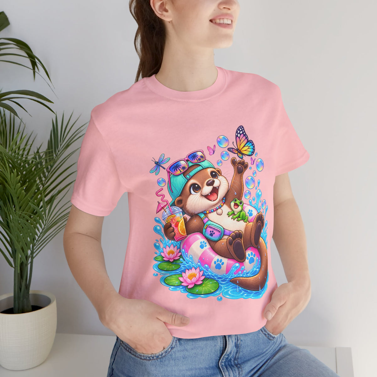 Otter Floatie T-Shirt — Cute Summer Otter with Butterfly Tee