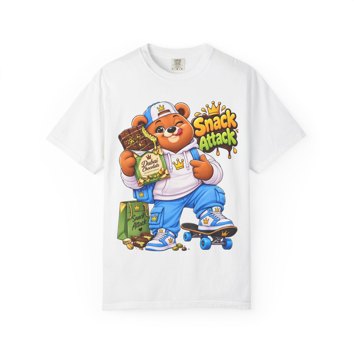 Snack Attack Bear T-Shirt — Cute Skateboarder Graphic Tee