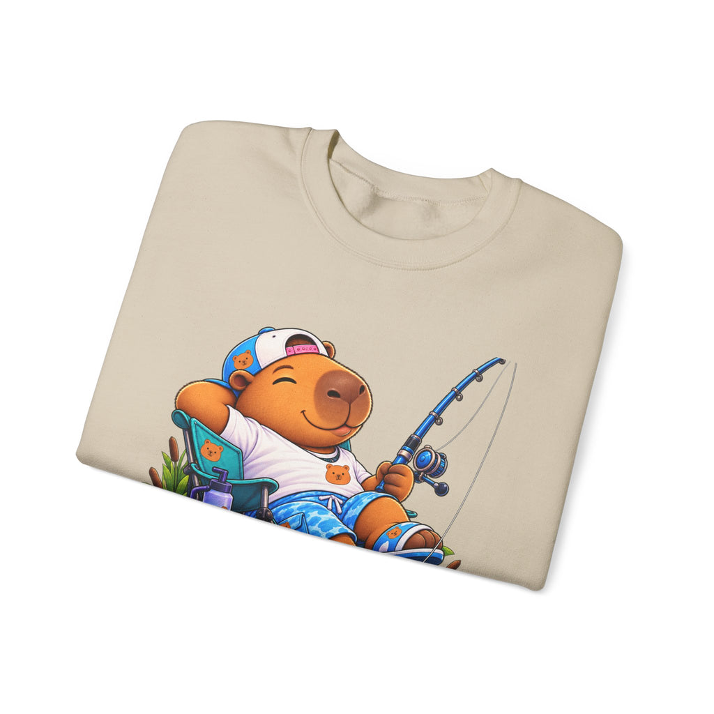 Unbothered Fishing Capybara Crewneck Sweatshirt