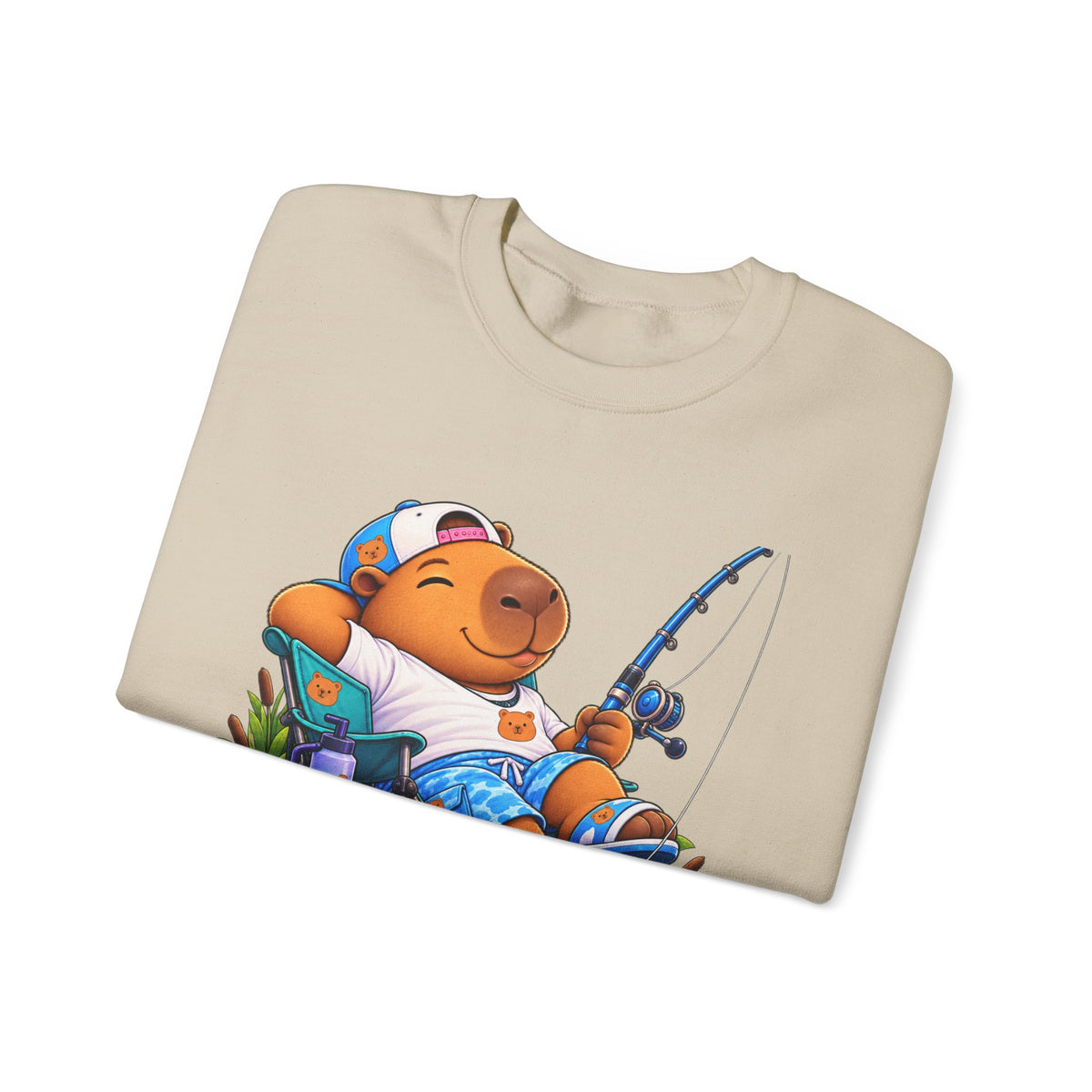 Unbothered Fishing Capybara Crewneck Sweatshirt