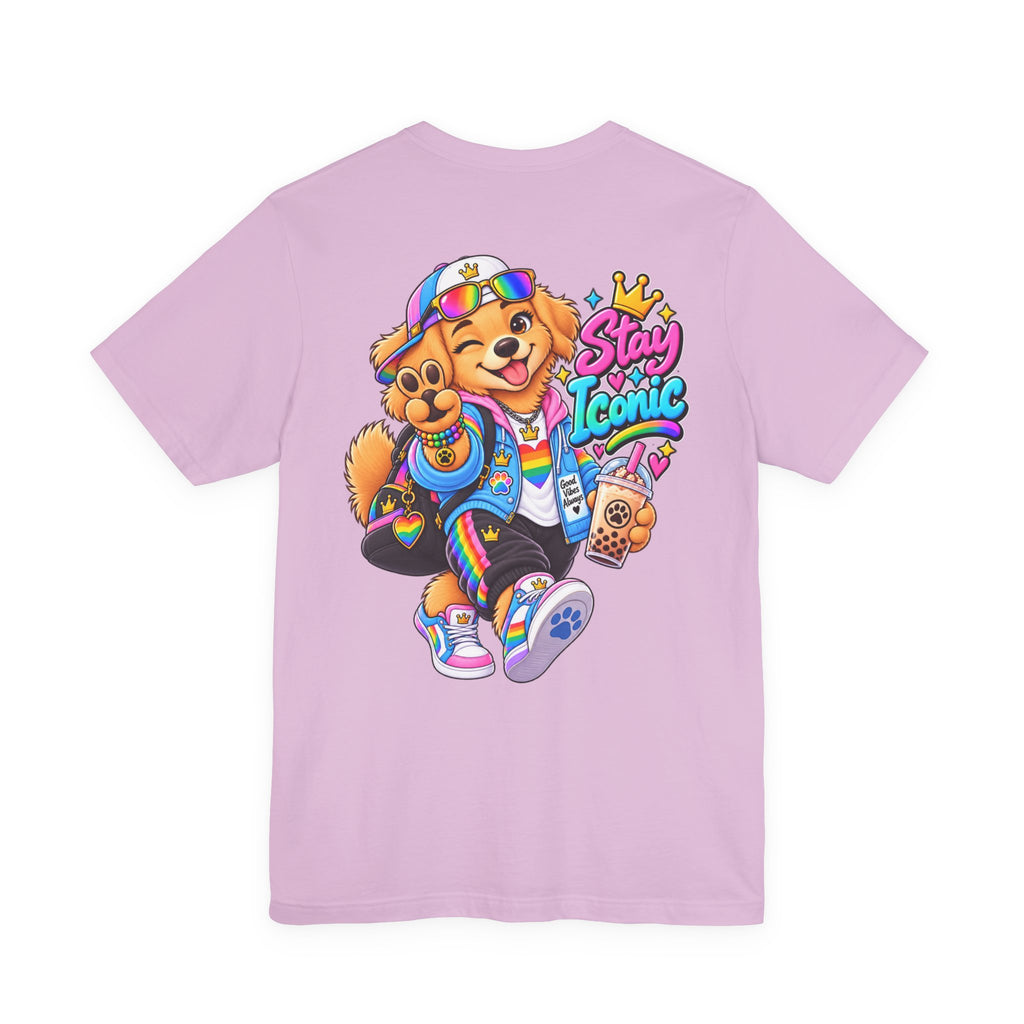 Cute Cartoon Big Personality Dog Tee — Trendy Boba Lover Graphic T-Shirt