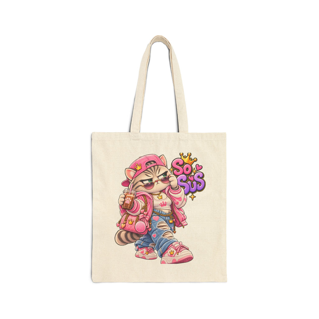 So Suss Cat Tote Bag — Cute Streetwear Cat Canvas Tote