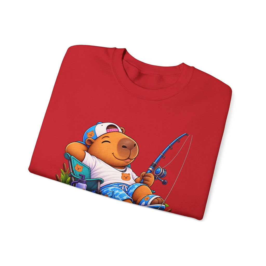 Unbothered Fishing Capybara Crewneck Sweatshirt
